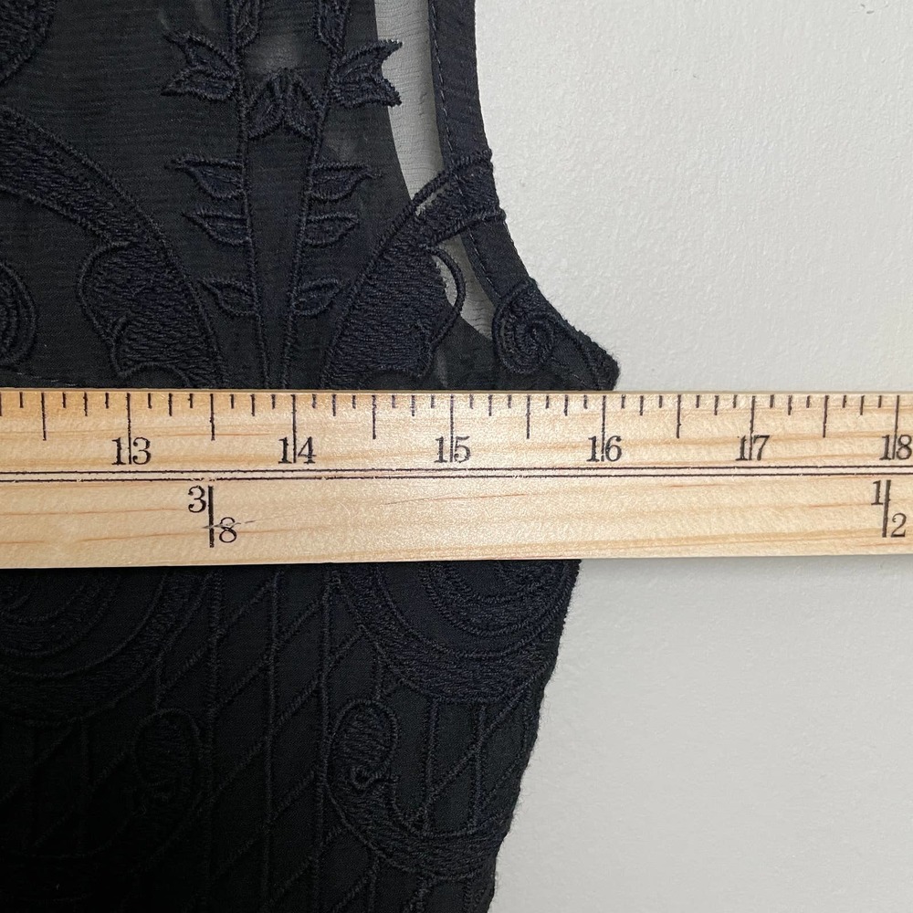 Dolce Vita Beautiful Silk Lace Sleeveless Crew Neck Embroidered Dress Black L - Picture 7 of 13